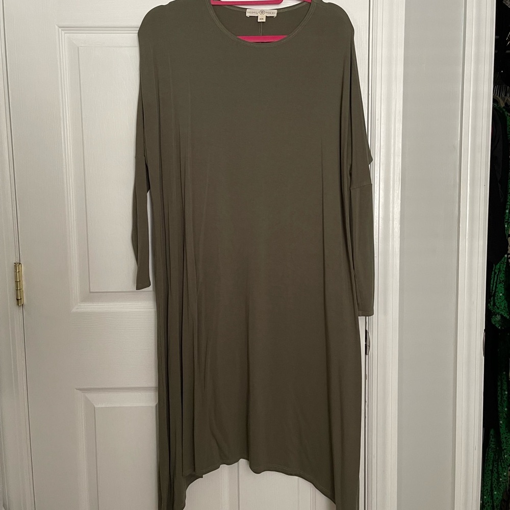 Mimu Maxi asymmetrical olive edge frock dress sold out
